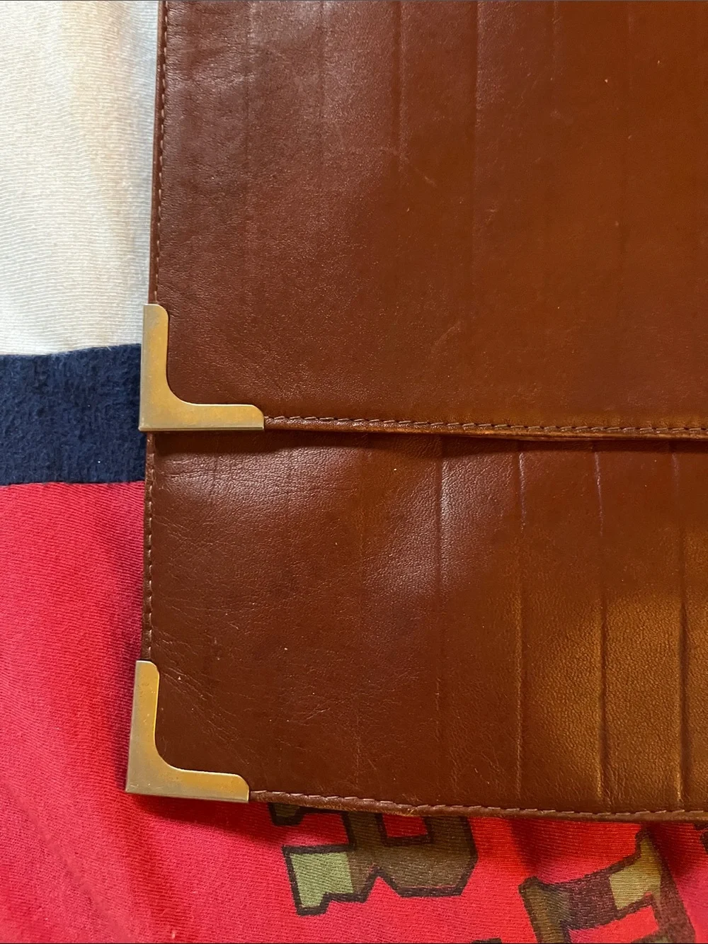 Brown Leather Laptop Folio with Protective Corner Hardware